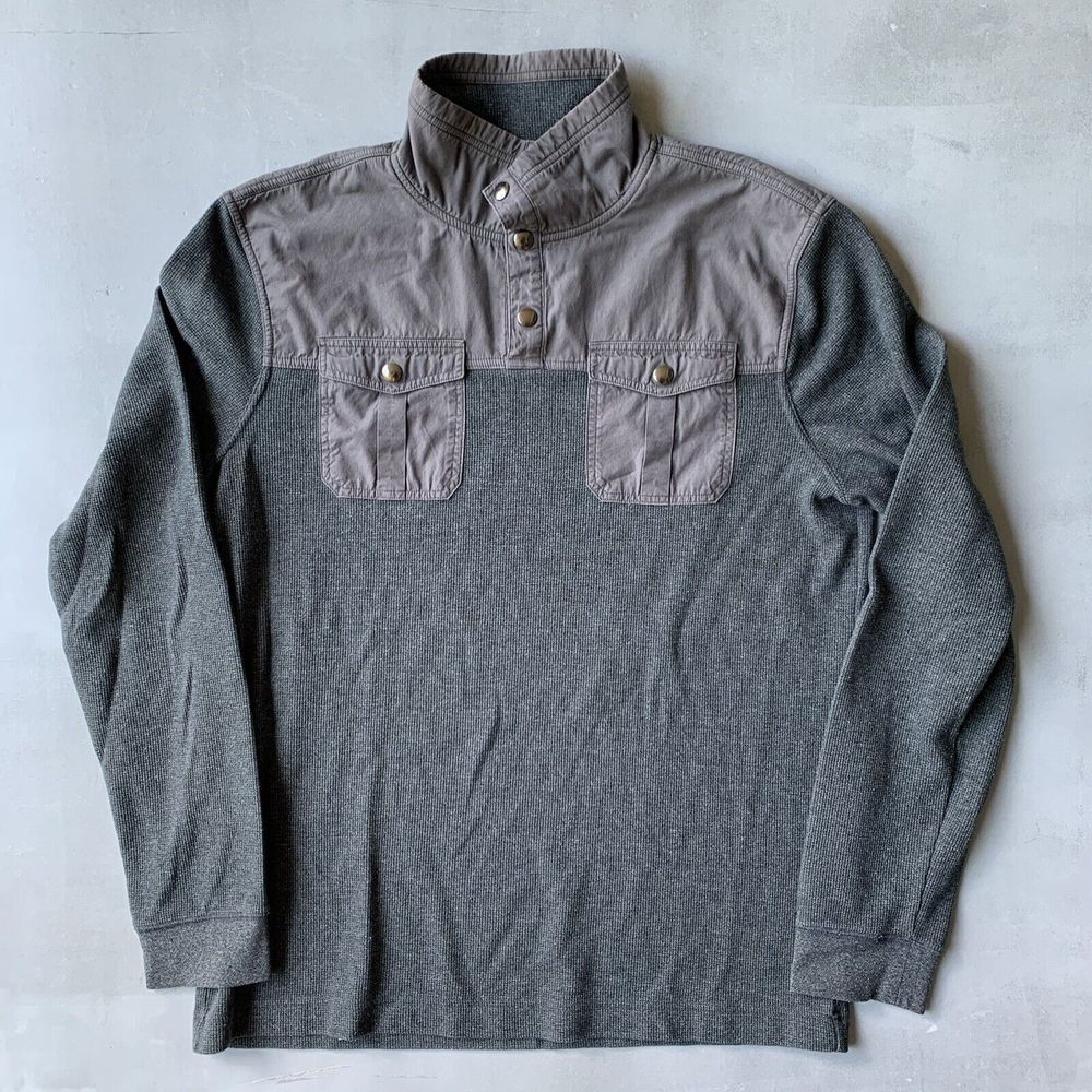 Banana Republic sweater XL mens Gray snap pullover‎ 23 x 29